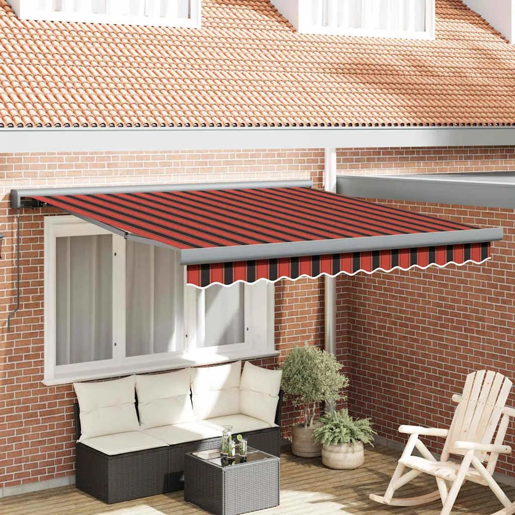vidaXL Toldo Retrátil Vermelho e Preto 300 x 250 cm Tecido e Metal