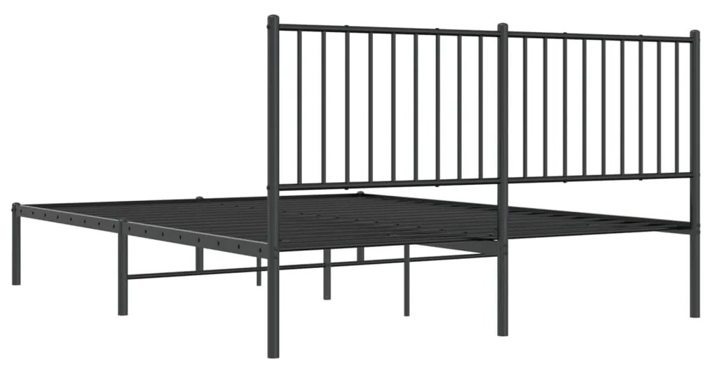 Estrutura de cama em metal com cabeceira 150x200 cm preto