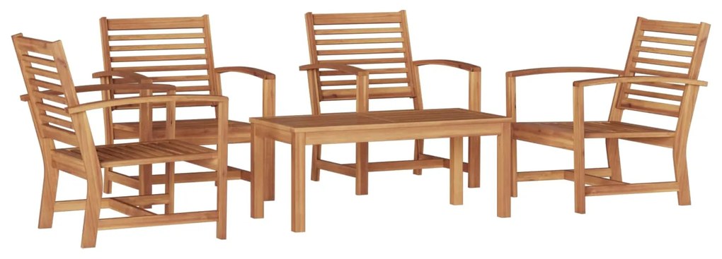 vidaXL Conjunto de Sofá de Jardim 5 pcs Natural Madeira de Teca Sólida