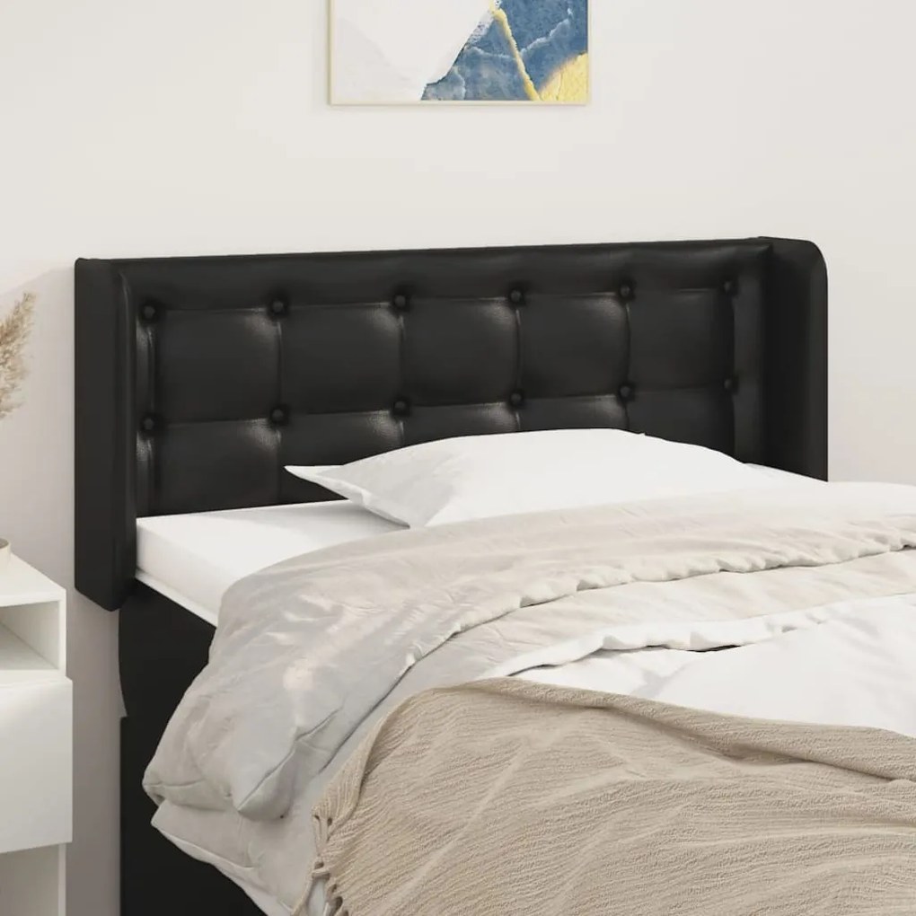 Cabeceira de cama c/ abas couro artificial 83x16x78/88 cm preto