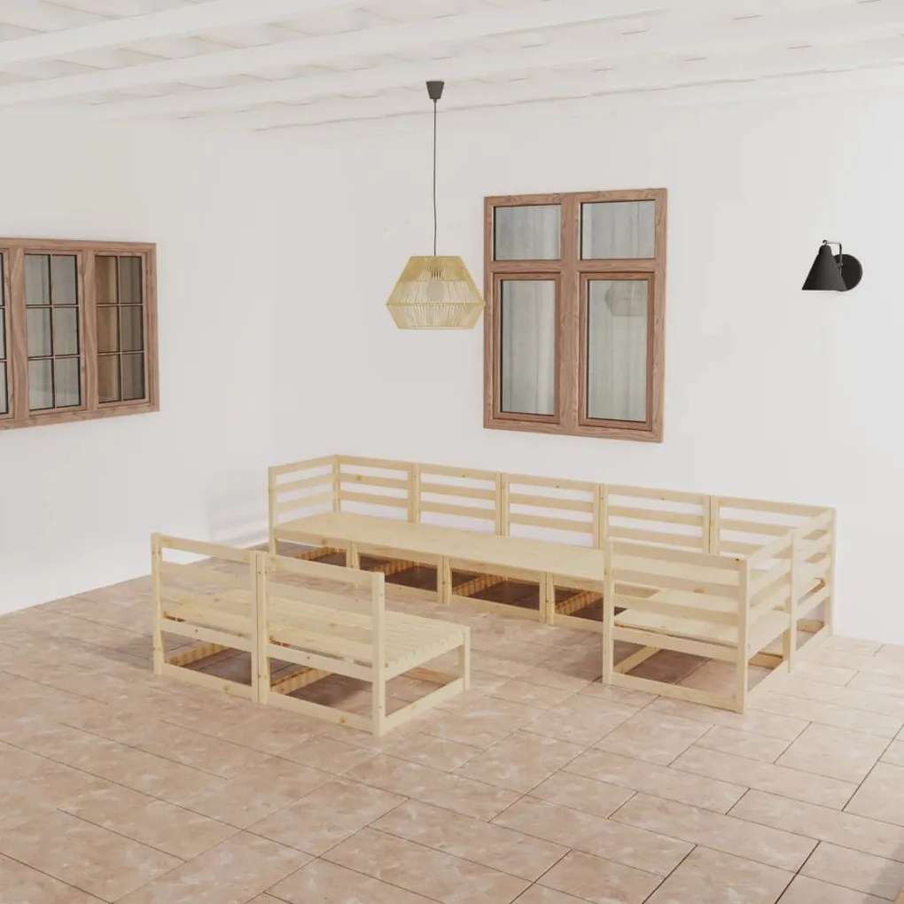 vidaXL 8 pcs conjunto lounge de jardim pinho maciço