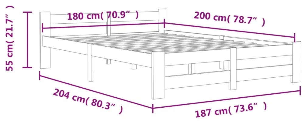 Estrutura de cama 180x200 cm pinho maciço