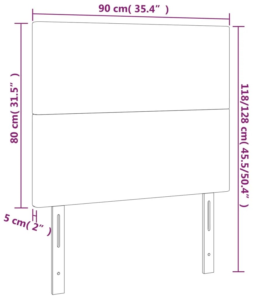 Cabeceira de cama c/ LED veludo 90x5x118/128cm preto