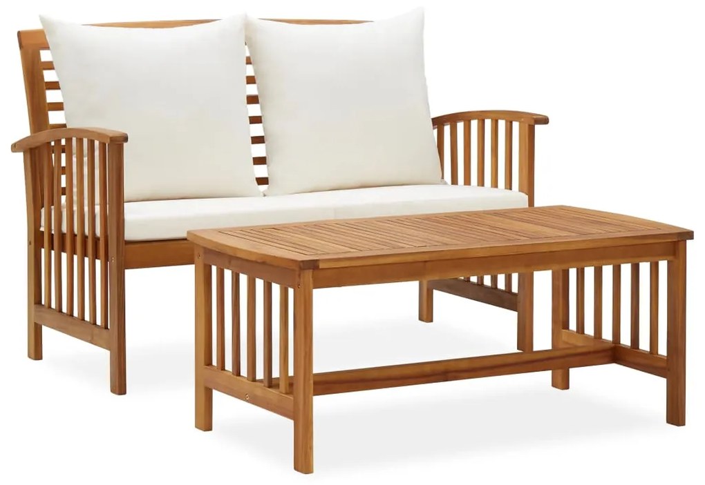 vidaXL 2 pcs conjunto lounge de jardim c/ almofadões acácia maciça