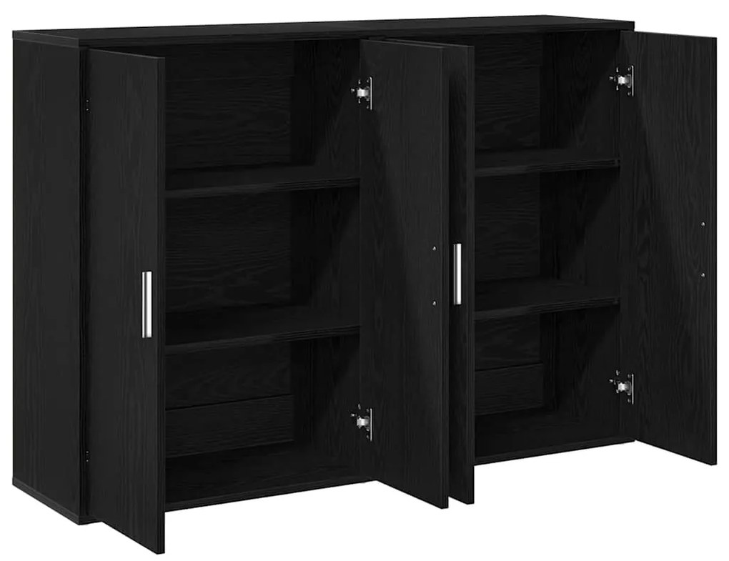 Buffets 2 pcs Carvalho Preto 60x31x84 cm Madeira de Engenharia