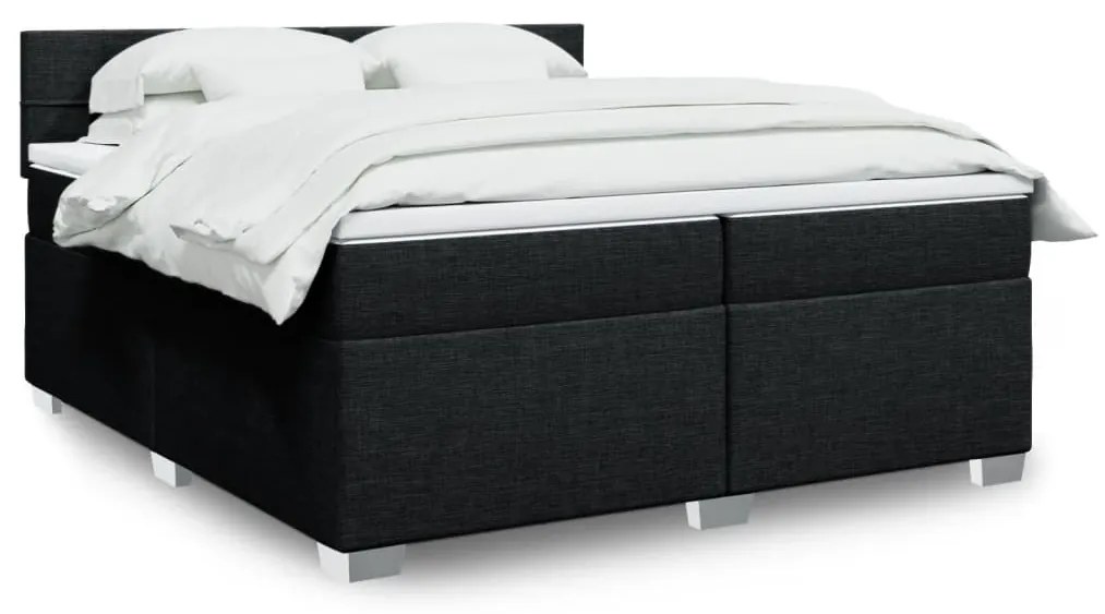 vidaXL Cama com molas/colchão 200x200 cm tecido preto