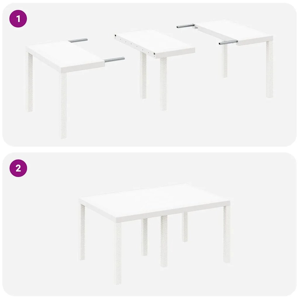 Conjunto de Jantar de Jardim 7 pcs Branco Rattan / Vime