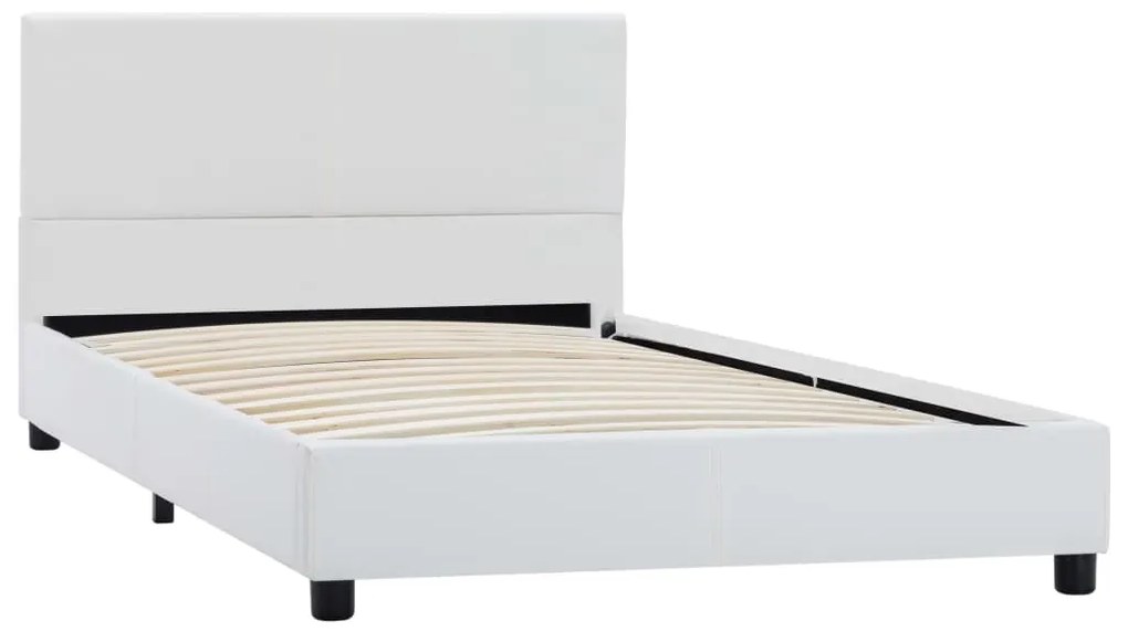 Estrutura de cama 90x200 cm couro artificial branco