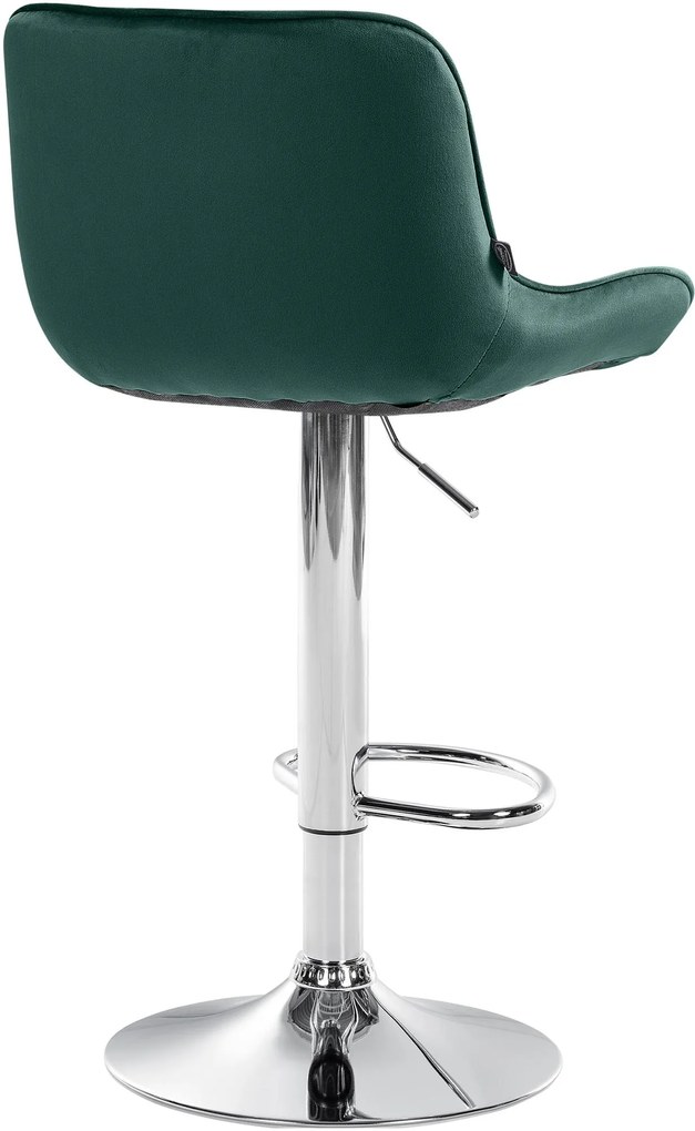 Banco alto em veludo com estrutura prateada 85-106 x 49 x 51 cm verde