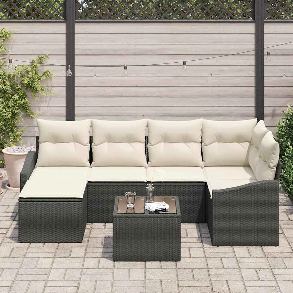 Conjunto de Jantar para Jardim com 6 Peças e Almofadas em Rattan Sinté