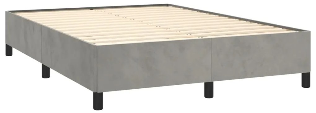 Cama com molas/colchão 140x200 cm veludo cinzento-claro