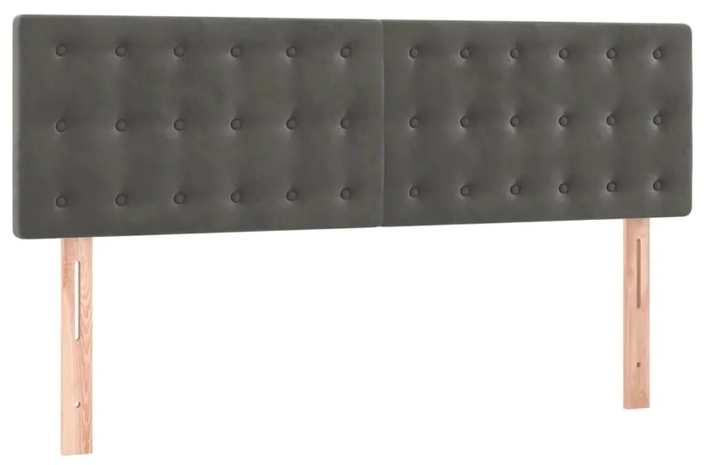 Cama box spring c/ colchão/LED 140x190cm veludo cinzento-escuro