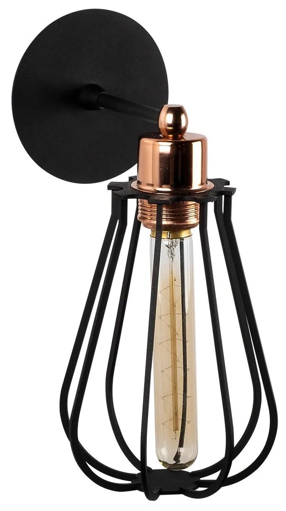 Aplique de Parede Fetiye – Preto e Bronze – 15 cm x 32 cm