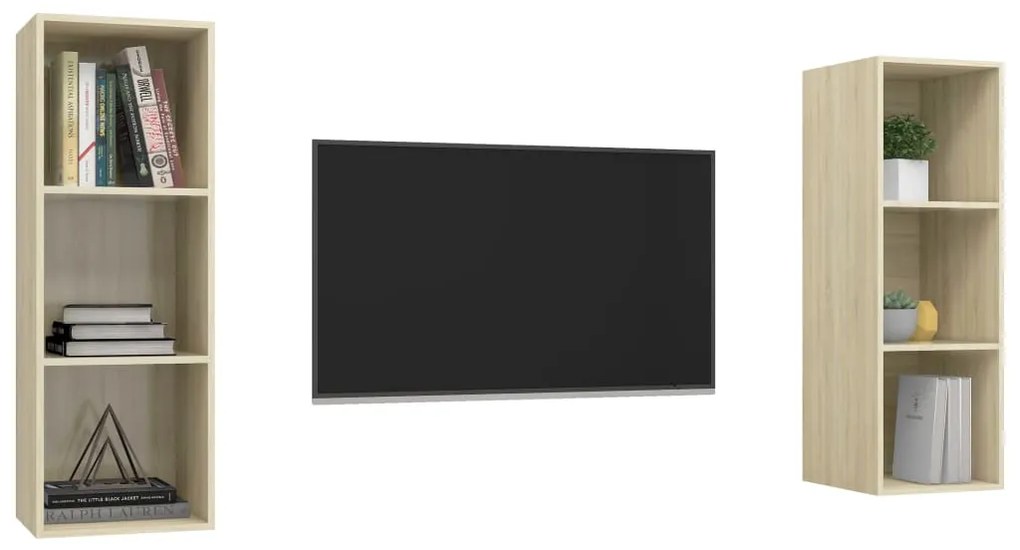 Armários de parede TV 2 pcs derivados madeira carvalho sonoma