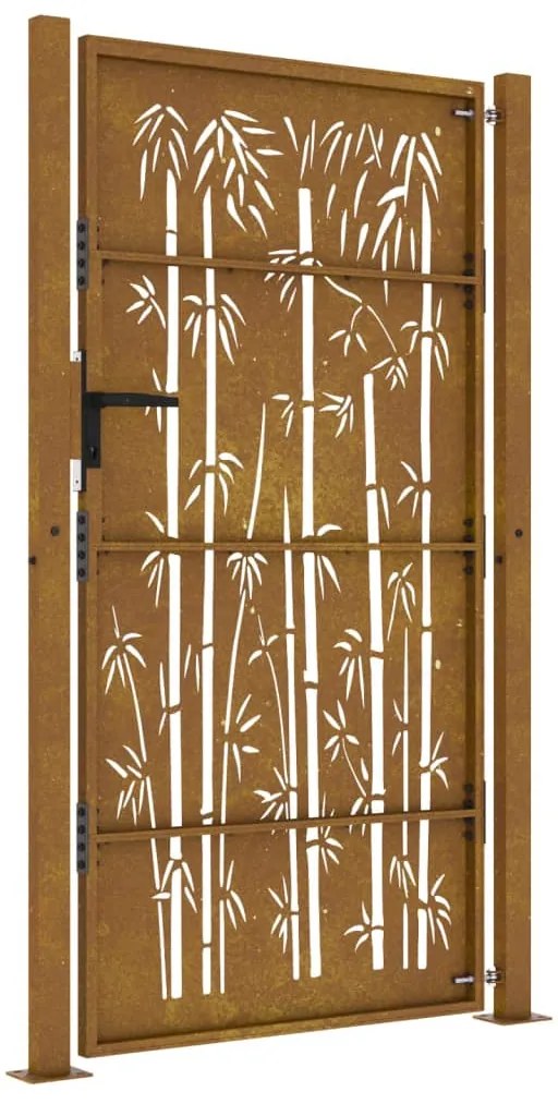 Portão de jardim 105x205 cm aço corten design bambu