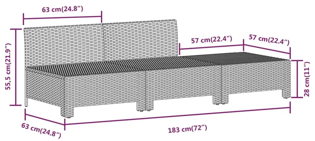 7 pcs conjunto lounge de jardim c/ almofadões vime PE cinzento