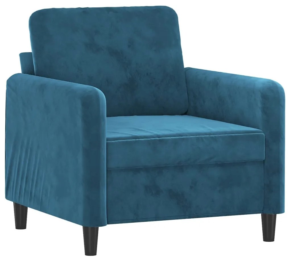 Poltrona com apoio de pés 60 cm veludo azul