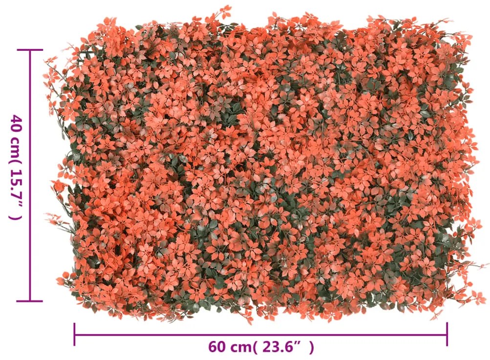 Vedação folhas ácer artificiais 24 pcs 40x60 cm vermelho-claro