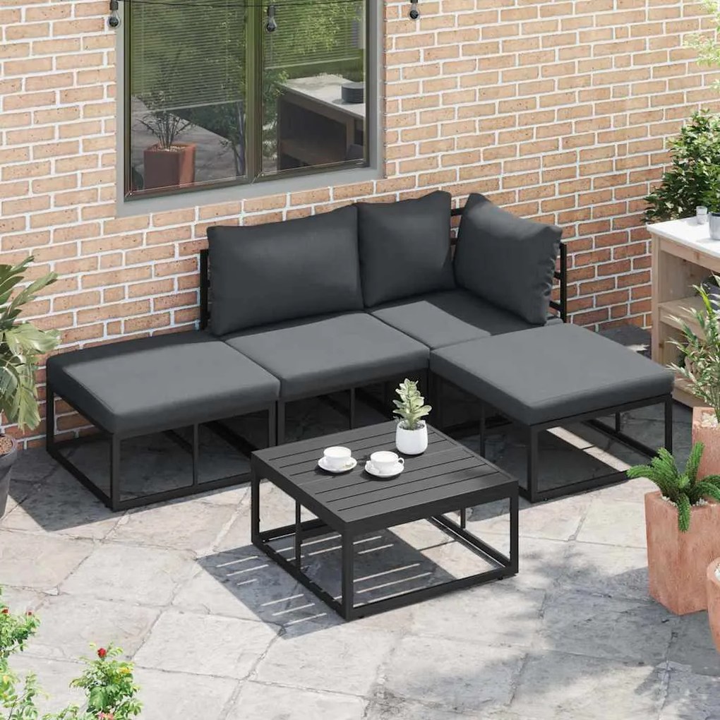 Conjunto de Sofá de Jardim 4 pcs Preto 211.5 x 141.5 x 71 cm