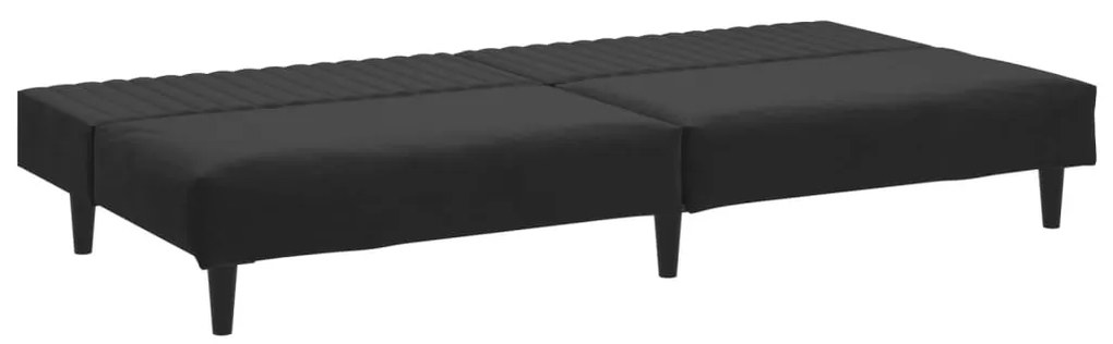 Sofá-cama de 2 lugares veludo preto