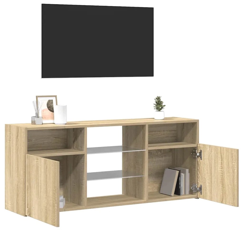 Móvel de TV com luzes LED 120x30x50 cm carvalho sonoma