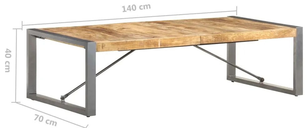 Mesa de centro 140x70x40 cm madeira de mangueira áspera