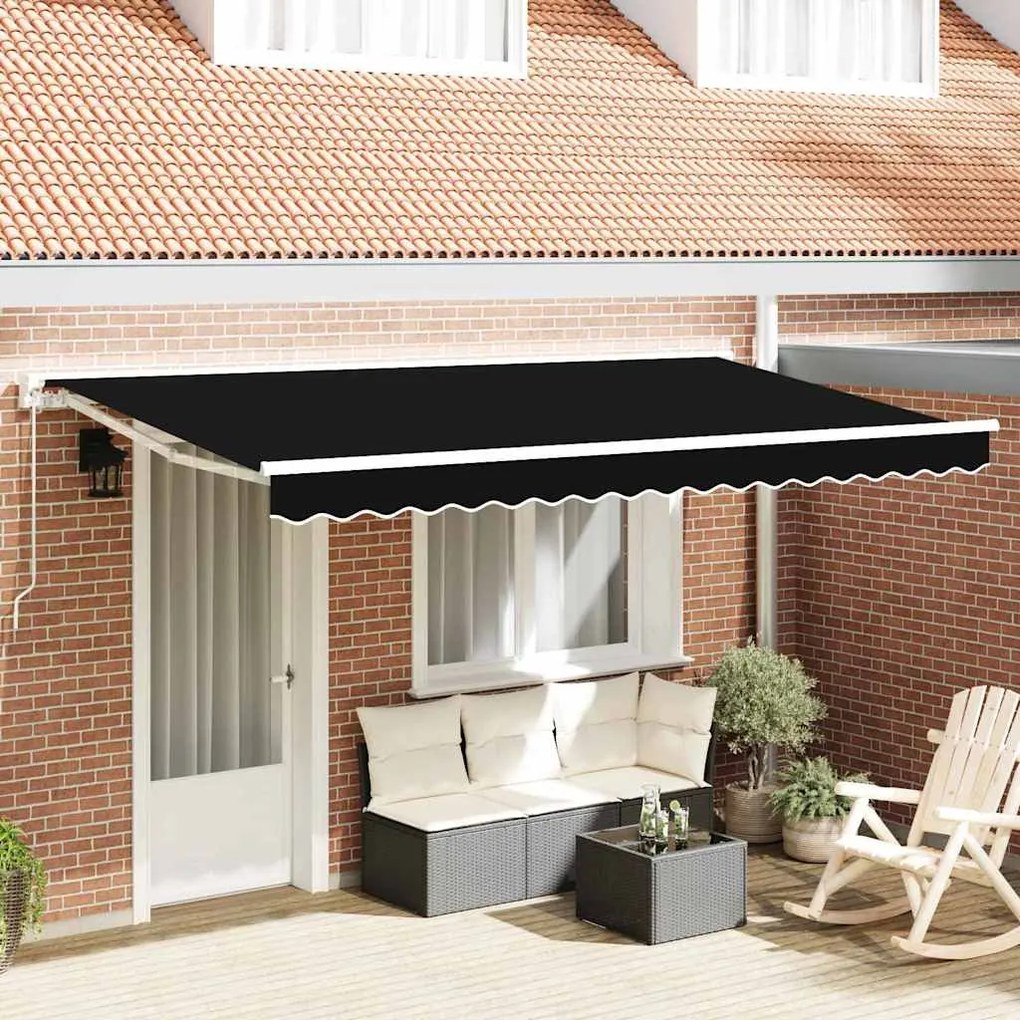 vidaXL Toldo Retrátil Manual Preto 400x200 cm