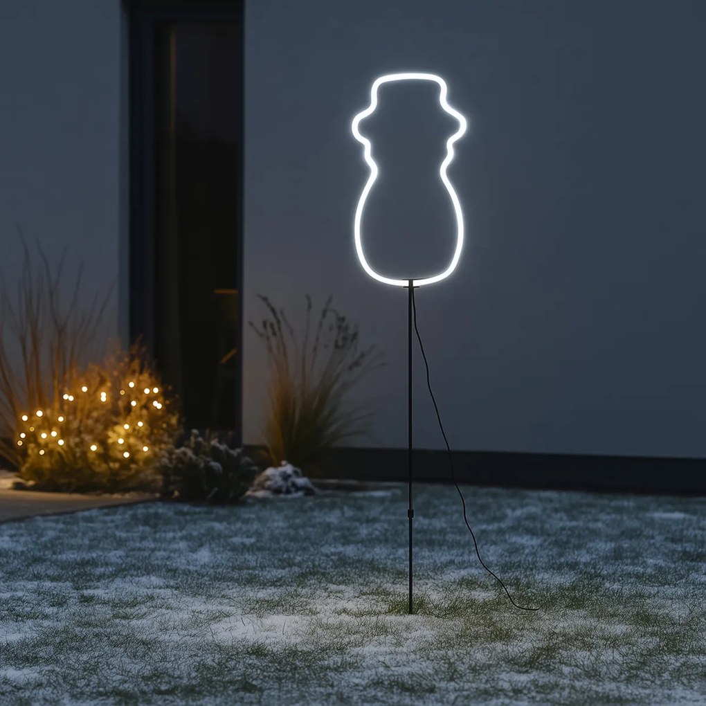 Holofote de chão de néon de Natal Boneco de neve branco Incl. LED com temporizador IP44 - Fura