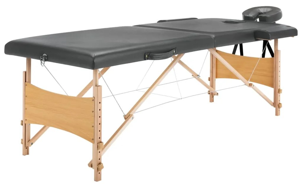 Mesa massagens c/ 2 zonas estrutura madeira 186x68 cm antracite