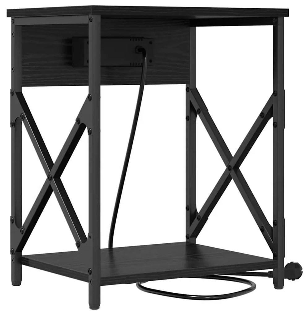 Armário de Cabeceira 2 pcs Carvalho preto 41 x 31 x 51 cm