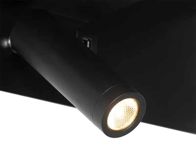 Moderno candeeiro de parede preto com LED com USB - Thijs Moderno