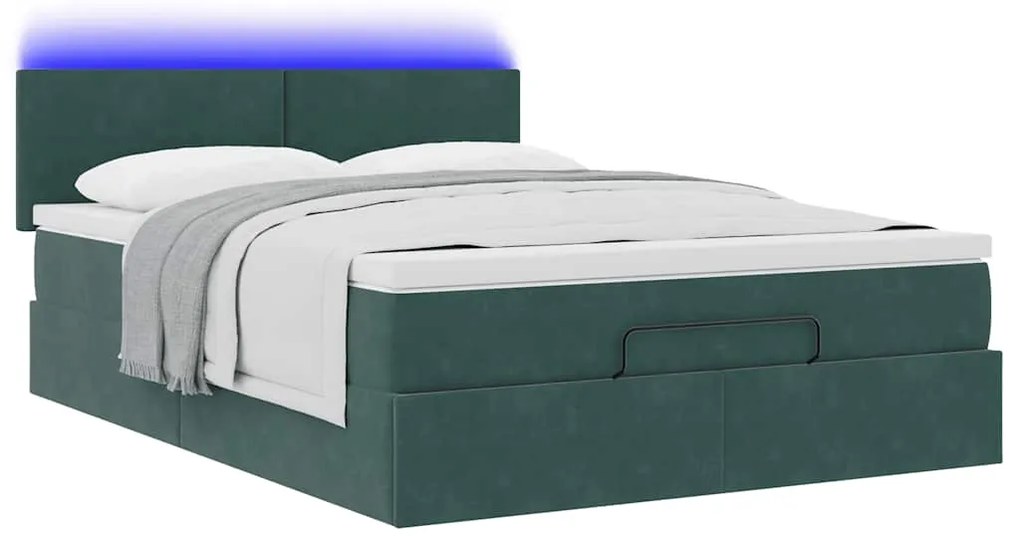 Estrutura de cama otomana com colchão 140x200 cm verde escuro