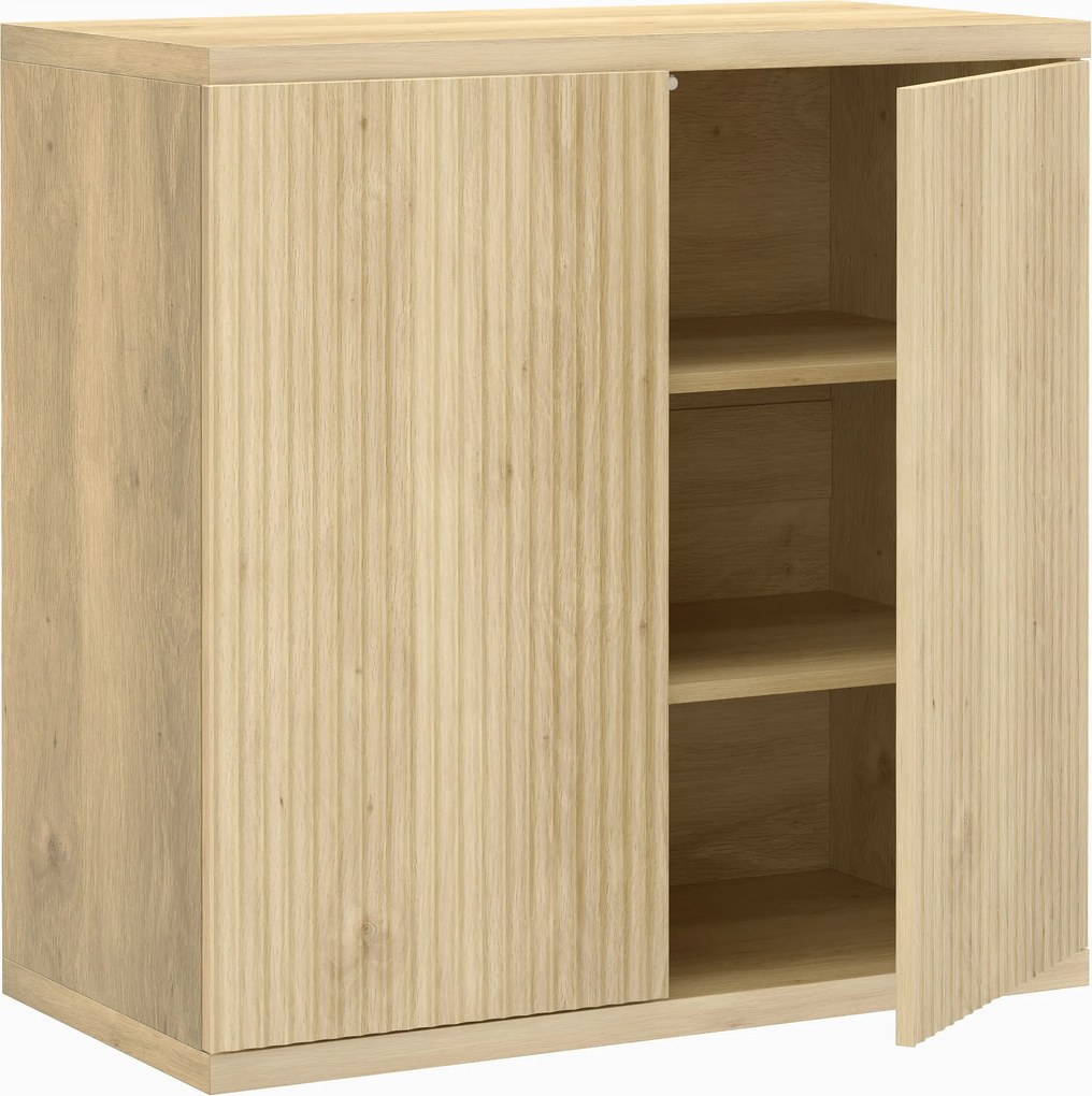 HOMCOM Aparador de Sala Móvel de Arrumação Moderno com Portas de Fecho Suave e Prateleiras Ajustáveis 78x39x79 cm Carvalho | Aosom Portugal