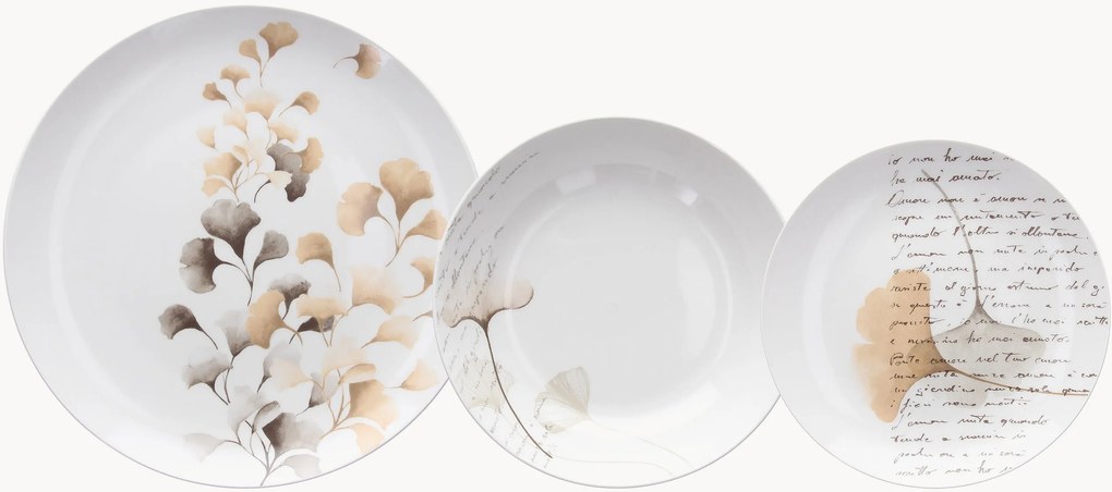Conjunto de loiça em porcelana Madison Poesia, 6 pessoas, conjunto de 18