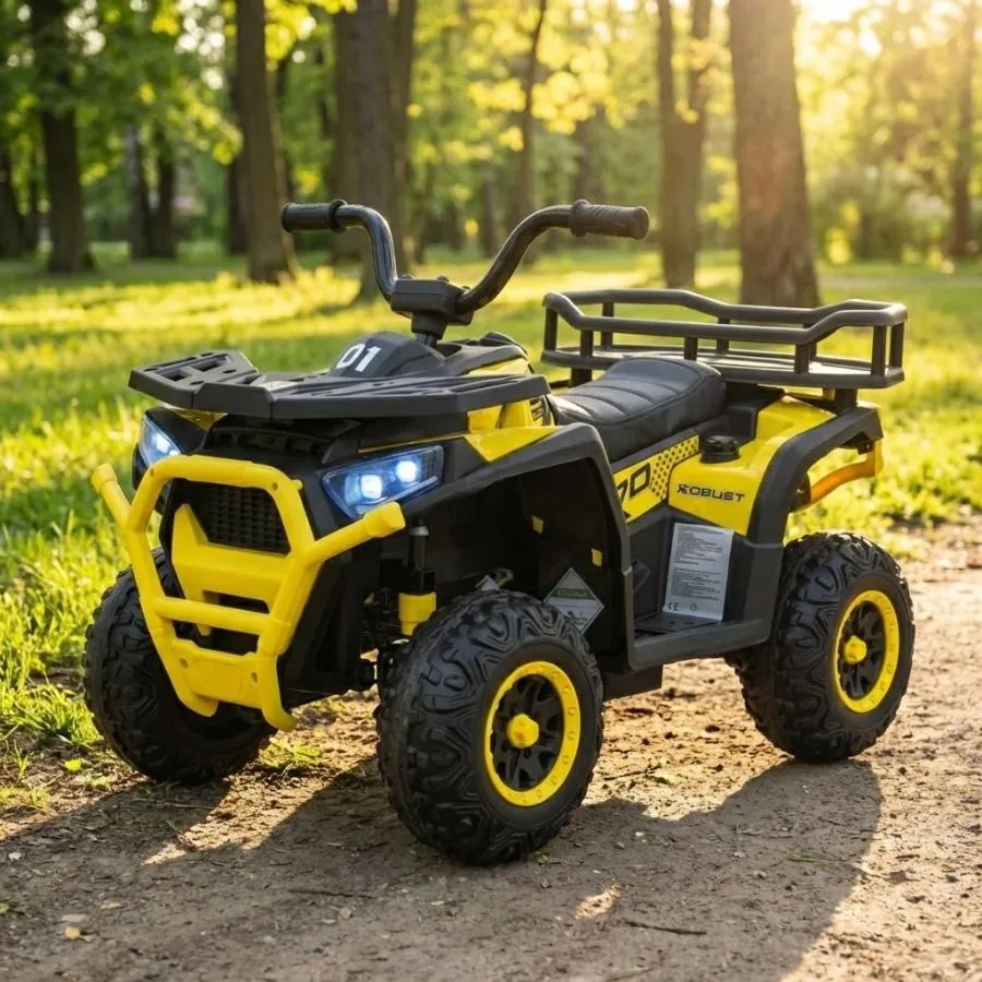 Moto 4 eletrica 12V 4x4 para crianças ATV Robust 01, Rodas de espuma EVA Amarela