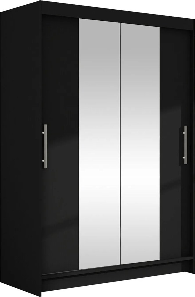 Roupeiro Closico 133, Preto, 200x120x58cm, 106 kg, Portas para roupeiro: Deslizante, Número de prateleiras: 5, Número de prateleiras: 5