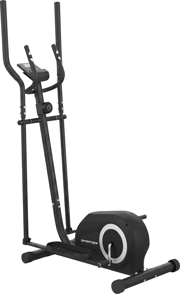 SPORTNOW Elíptico para Casa Elíptico com Bluetooth, Compatível com Apps, 8 Níveis de Resistência, Volante, Monitor LCD, Cinza | Aosom Portugal