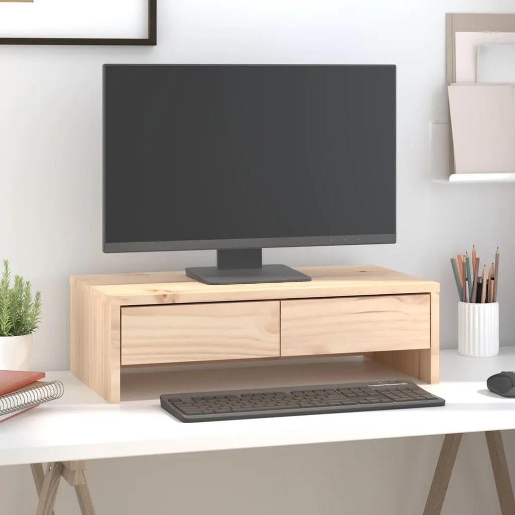vidaXL Suporte para monitor 50x27x15 cm madeira de pinho maciça