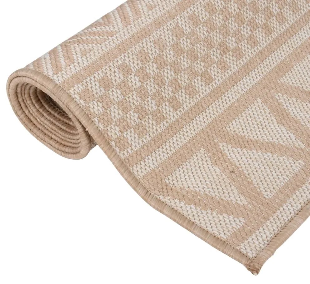 Tapete de tecido plano para exterior 80x250 cm riscas castanhas