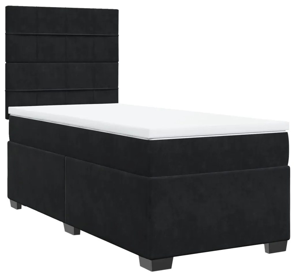 Cama com molas/colchão 90x200 cm veludo preto
