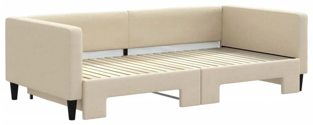 Sofá-cama com gavetão 100x200 cm tecido cor creme