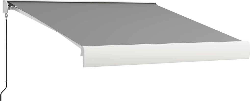 Outsunny Toldo, elétrico/manual extensível, cassete completa, comando à distância, estrutura de alumínio, 3 x 2,5 m, Cinza Claro | Aosom Portugal