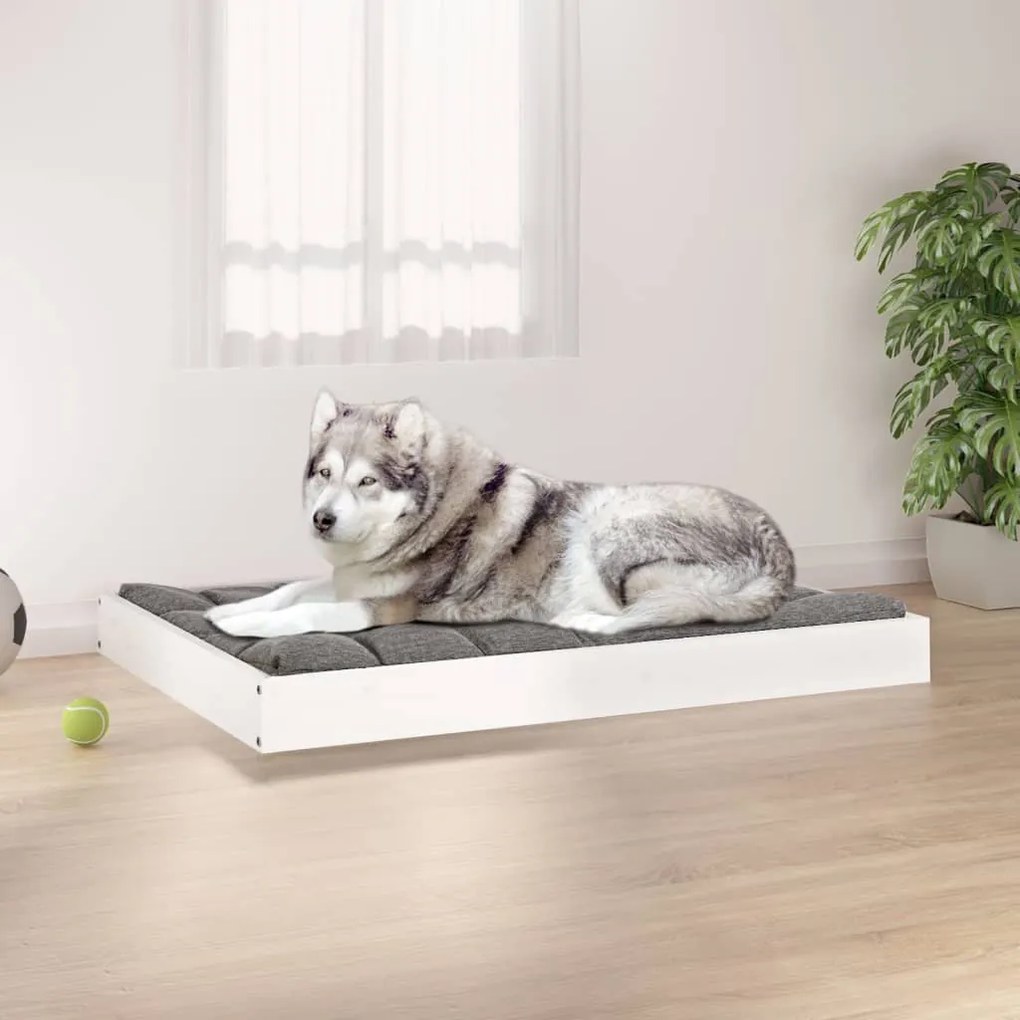 820867 vidaXL Cama para cães 101,5x74x9 cm madeira de pinho maciça branco