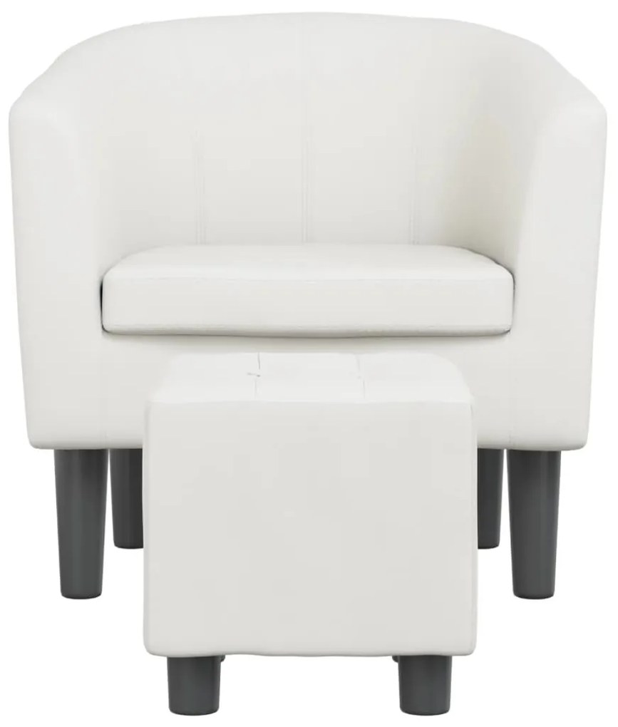 Poltrona com apoio de pés couro artificial branco