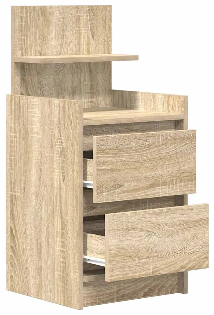 Mesas de cabeceira c/ 2 gavetas 2pcs 38x34x80cm carvalho sonoma