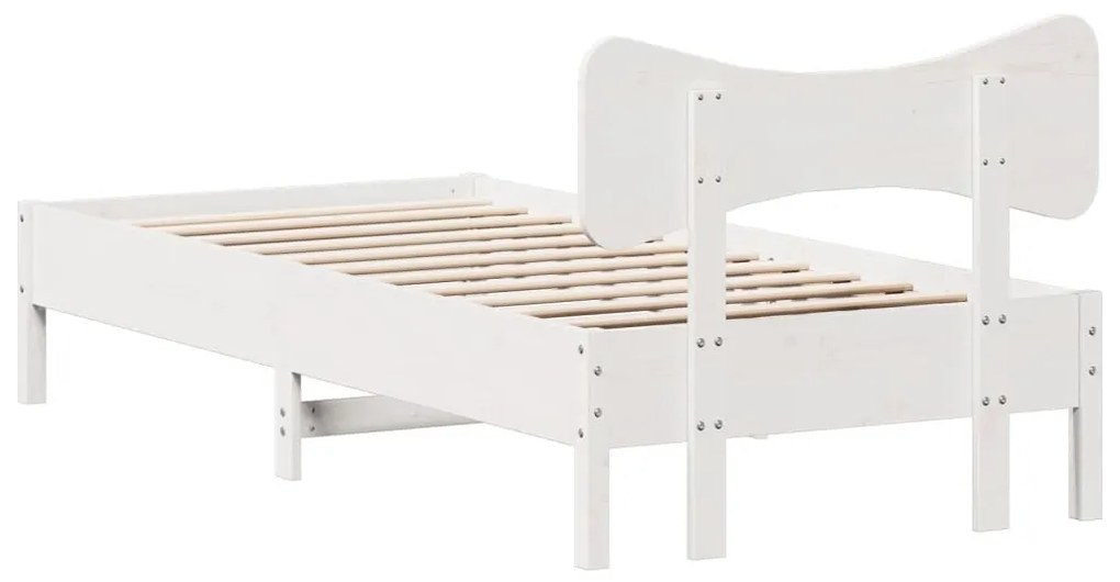 Cama sem colchão 100x200 cm madeira de pinho maciça branco