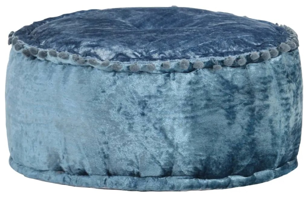 vidaXL Pufe redondo 40x20 cm veludo azul
