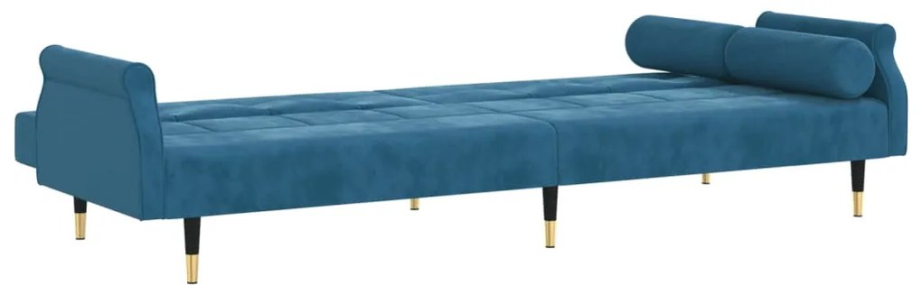 Sofá-cama com almofadões veludo azul