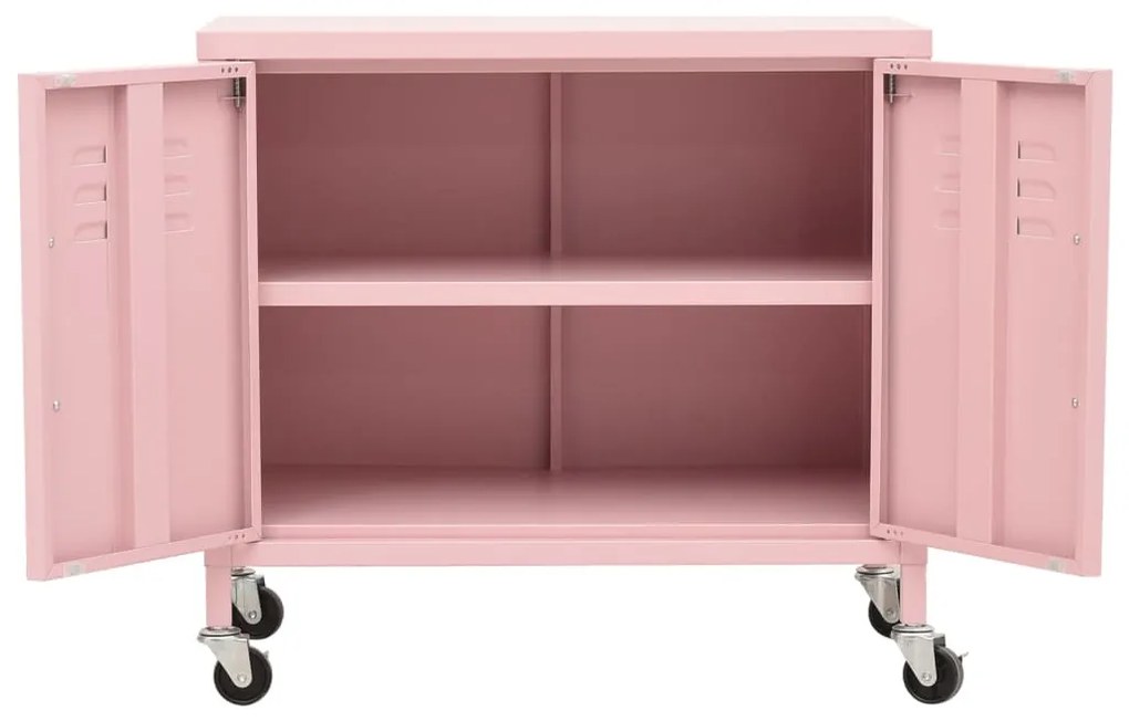 Armário de arrumação aço 60x35x56 cm rosa
