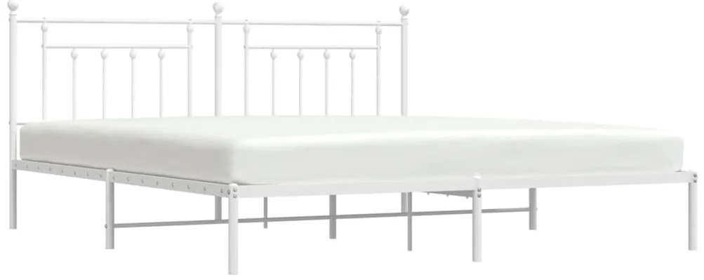 Estrutura de cama com cabeceira 200x200 cm metal branco